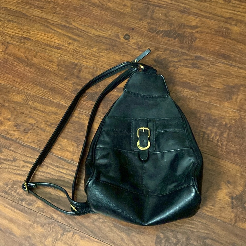 Black leather backpack